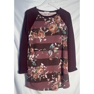 Hailey & Co Floral Womans Blouse Longsleeve Size Large USA Made